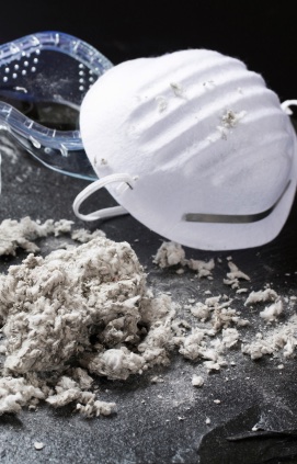 Asbestos, N95 mask, and protective goggles. 