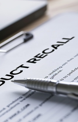 Product recall paperwork and pen. 